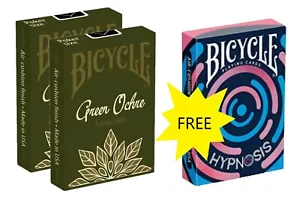 Tarjetas de Juego de Póquer BICICLETA, Ocre Verde +1 Mazo HIPNOSIS Rosa GRATIS, USPCC - Imagen 1 de 3