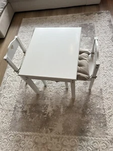 Habitat Mia Kids Table & 2 Chairs White Children’s Desk Toddler Heart Cute Wood - Picture 1 of 5