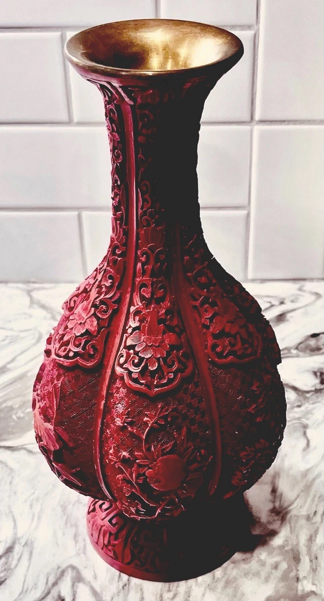 中国红色古董黄铜花瓶| eBay