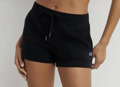NUEVO Pantalones Cortos Champion Para Mujer Negros Campus French Terry Talla Pequeña Foto 1 de 3