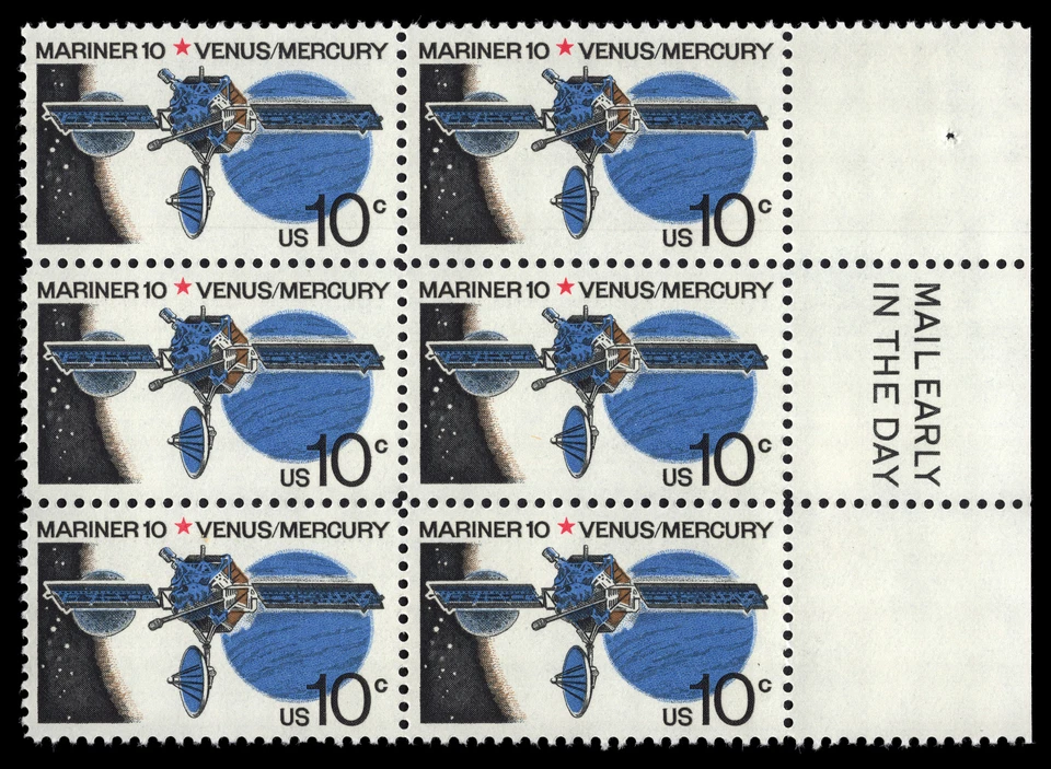 US Scott # 1557, Mariner 10, Venus/Mercury, Mail Early Block 1975 10¢ Stamps MNH - Image 1 of 1