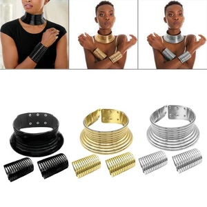 Charm African National Choker Collars Bracelet Set, Resin Punk Gothic Bangle - Picture 1 of 17
