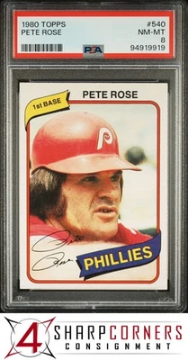 1980 TOPPS #540 PETE ROSE PHILLIES PSA 8 - Image 1 of 4