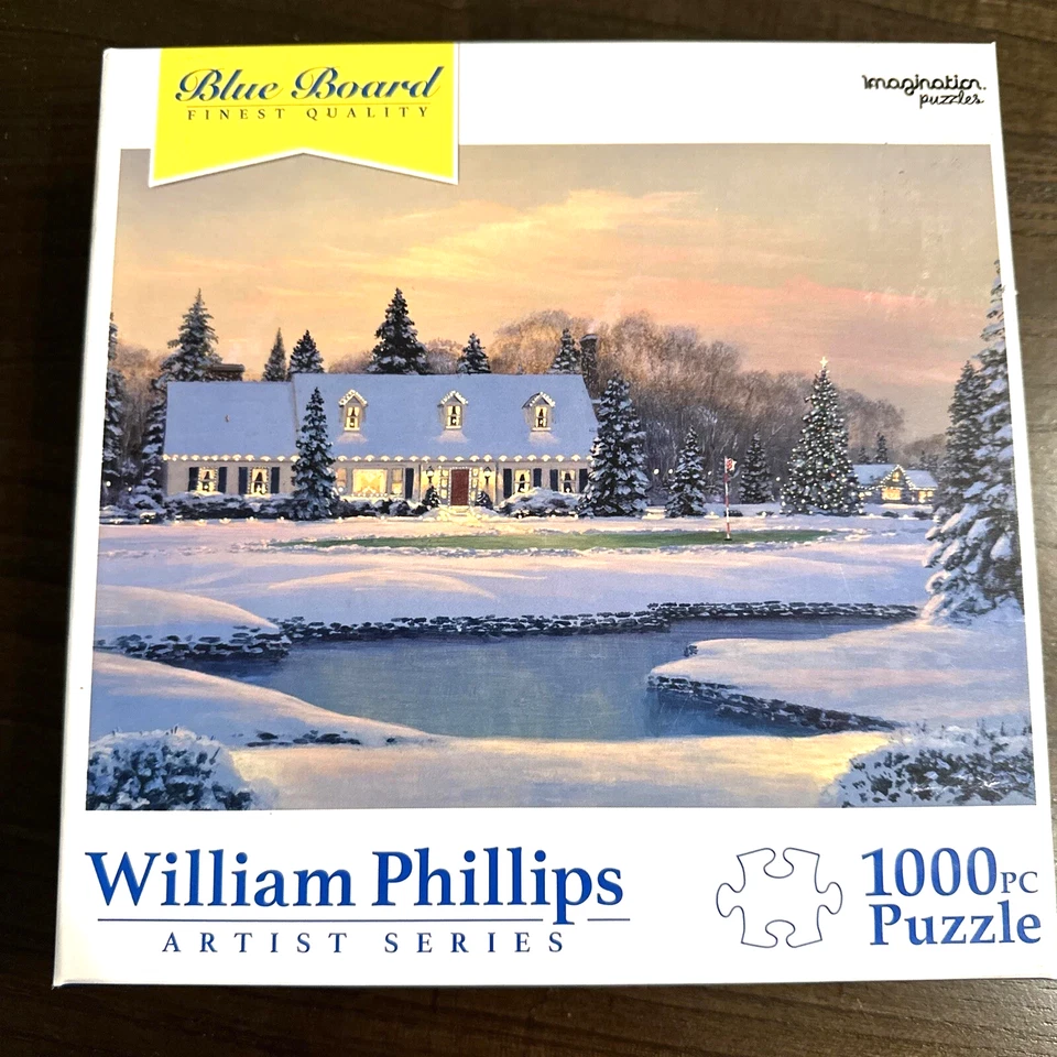 Quebra-cabeça Blue Board William Phillips com tema de férias nevadas 1000 peças NOVO-SELADO - Imagem 1 de 1