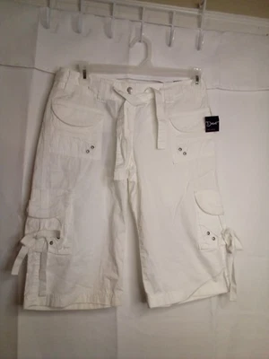Bermudas The Limited Drew para mujer 8 cargo cinta corbata tiro bajo recto blancas Foto 1 de 4