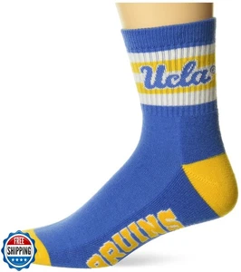 For Bare Feet NCAA UCLA Bruins 5 Stripe Logo Quarter Sock Team Co - Picture 1 of 2