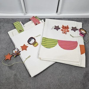 Mamas & Papas Timbuktales Curtains Cream & Coloured Tab Tops W 132cm x L 160cm - Picture 1 of 11