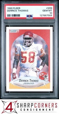 1990 FLEER #209 DERRICK THOMAS CHIEFS HOF PSA 10 - Image 1 of 3