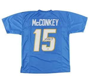 Ladd McConkey Signed Los Angeles Custom Blue Jersey - Picture 1 of 3