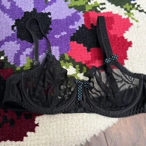 Freya Women’s size 30D Black Sheer Lace Underwire Plunge Bra - Picture 1 of 7