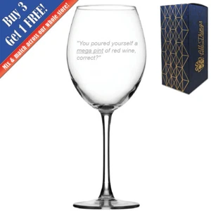 Engraved Mega Pint Wine Glass, Trial Quote, Novelty Gift - Picture 1 of 2