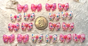 18 piezas x 3/4" resina transparente adornos de arco plano con estrellas/cumpleaños/diversión SB493 - Imagen 1 de 1