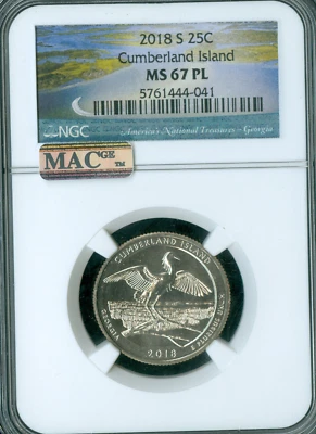 2018 S CUMBERLAND QUARTER NGC MS67 PL FINEST GRADED MAC SPOTLESS  * - Image 1 of 2