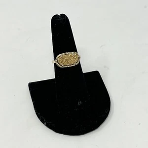 Kendra Scott Eli Ring - Shiny Goldstone Druzy Drusy Gold Tone Crystal Size 6 - Picture 1 of 8