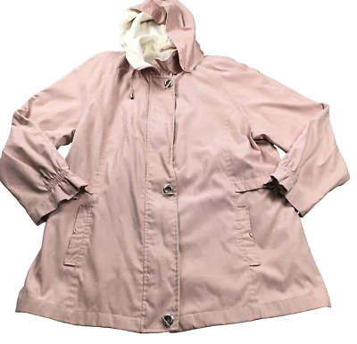 IZZI Outerwear Womens Hooded Jacket Size L Pink Full Zip Long Sleeve Pockets - Image 1 of 4