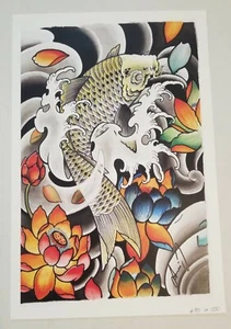 Koi Fisch Druck signiert von Ami James Tattoo Design Kunstdruck #901 - Bild 1 von 1