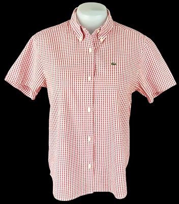 LACOSTE Womans Red S/S EVENING SHIRT Seersucker Cotton - M - EU42 - UK14 - £109 - Image 1 of 4