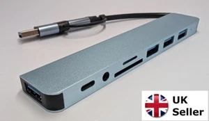 USB Hub 8 in 1 : Dock Multi-Splitter USB 3.0 SD Card : Micro SD : Audio Jack - Picture 1 of 4