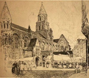 EGLISE NOTRE DAME LA GRANDE POITIERS Vienne GRAVURE Eau Forte ARCHITECTURE XIX° - Bild 1 von 2