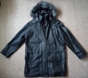 Lederjacke/Mantel Echt Leder Gr.42 schwarz - Bild 1 von 15