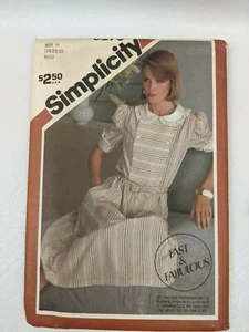 Años 80 Simplicity 6275 Modesto Doble Botón Vestido Mangas Infladas Cuello 6-8-10 - Imagen 1 de 2