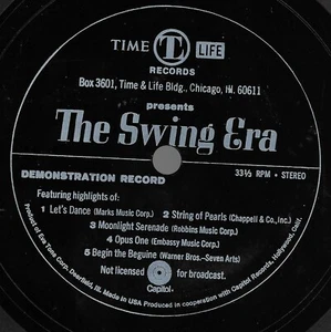 The Swing Era * by Time Life (7" Flexi-disc, 1981) Plays VG - Picture 1 of 1