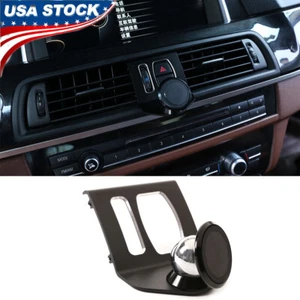 Black 360°Degree Rotary Phone Holder Trim For BMW 5 Series F10 F11 2011-2017 - Picture 1 of 14