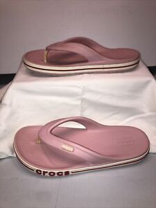 New crocs Women's Size 9 flip flops bayaband petal pink / Candy Pink Relaxed Fit