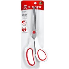Singer 8.5 Inch Fabric Scissors Stainless Steel Blades Rubber Handles, White Red