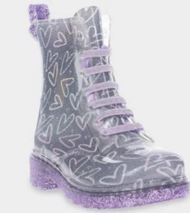 Toddler Girls' Heart FLASHING LIGHTS Glitter Sirena Rain Boots Sz 5 w/$300 GIFT - Picture 1 of 6