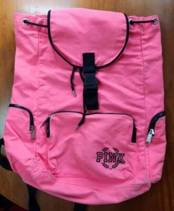 PINK Victoria's Secret Canvas Backpack Pull Cord Top - Picture 1 of 5