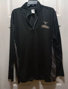 Texas Longhorns 1/2 Zip Pullover Uomo Taglia Large UT College University Nero - Foto 1 di 3