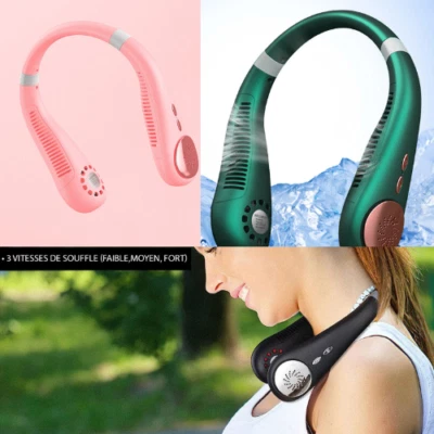 VENTILATEUR DE COU PORTABLE LÉGER SOUPLE SANS PALE 3 VITESSES RECHARGEABLE USB - Photo 1/4
