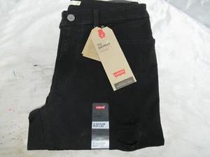 Levi's Damen 711 Skinny Hypersoft Schwarz Jeans 10 Medium W30 L30 Distressed - Bild 1 von 3