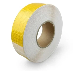 50m 50mm Yellow Reflective Conspicuity Tape Diamond Truck Lorry Van Bus Trailer - Picture 1 of 5