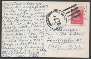 Prexie 1953 uso individual 806 postal alemana ejército APO a Los Ángeles CA - Imagen 1 de 2