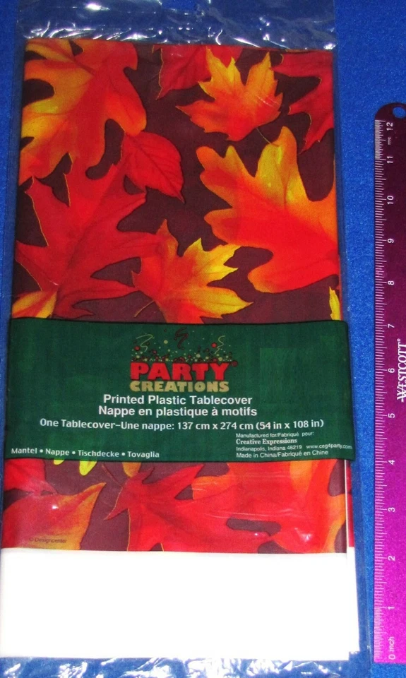 Mantel de plástico Harvest Leaves #726459, 1/PK, mantel de otoño, desechable Foto 1 de 1