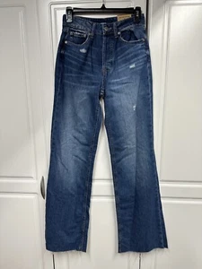 NWT Aero Denim Jeans High Rise Wide Leg Button Fly Distressed Jean 5317 Size 0R - Picture 1 of 14