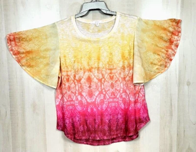 Concepts Women's Size 2X (20) Multicolor Tie Dye Embellished Flutter Sleeve Top - Image 1 of 4