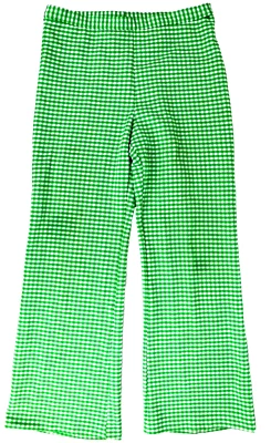 Calça Vintage Alex Colman Houndstooth Bell Bottom Poliéster Verde 32x31 Cali EUA - Imagem 1 de 4