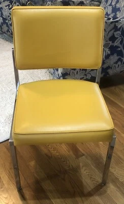 Vintage Sturgis Chair Mid Century Modern Vinyl Yellow 1960’s - Image 1 of 4