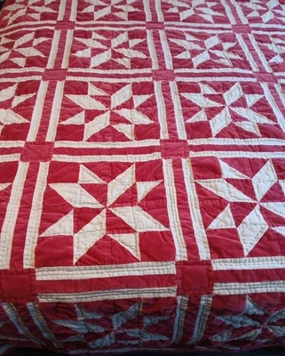 Pottery Barn Red Velvet White Quilt 84" X 68" - Image 1 of 4