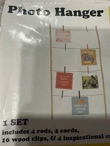 Juego de colgador de fotos clips de madera varillas tarjetas y cables inspiradores nuevo - Imagen 1 de 4