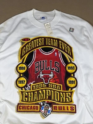 Vintage 1996 Chicago Bulls Greatest Team Ever NBA Champions Tee Size XL NWT - Image 1 of 4