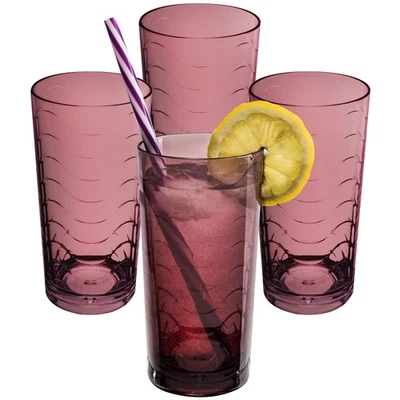 4x Camping Glas 260ml Pflaume Wasserglas Gläser Acryl Party Trinkglas Weinglas - Bild 1 von 4