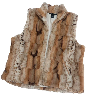 Chaleco Cejón Cierre Gancho Piel Sintética Beige/Marrón Leopardo Talla L Foto 1 de 4