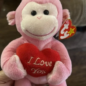 Ty Beanie Baby Cherub der Valentinstag rosa Affe Plüsch - Bild 1 von 6