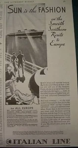 1932 Italian Line Cruise Ship Sun is Fashion Europe Ad - Picture 1 of 1