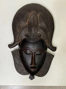 Vintage Stammes afrikanische handgeschnitzte Holzmaske, 11" x 17", Gewicht ist 2 Pfund 12 Unzen - Bild 1 von 5