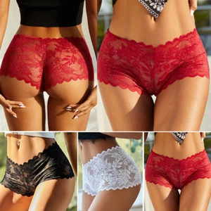Women Sexy High Waist Underwear Briefs Panties Lace Sheer Lingerie Soft Knicker - Picture 1 of 15